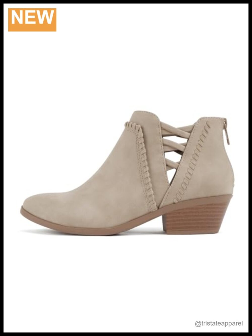 Soda Sincere Low Ankle Heel Bootie with Elastic Cross Straps, Wide Fit Available